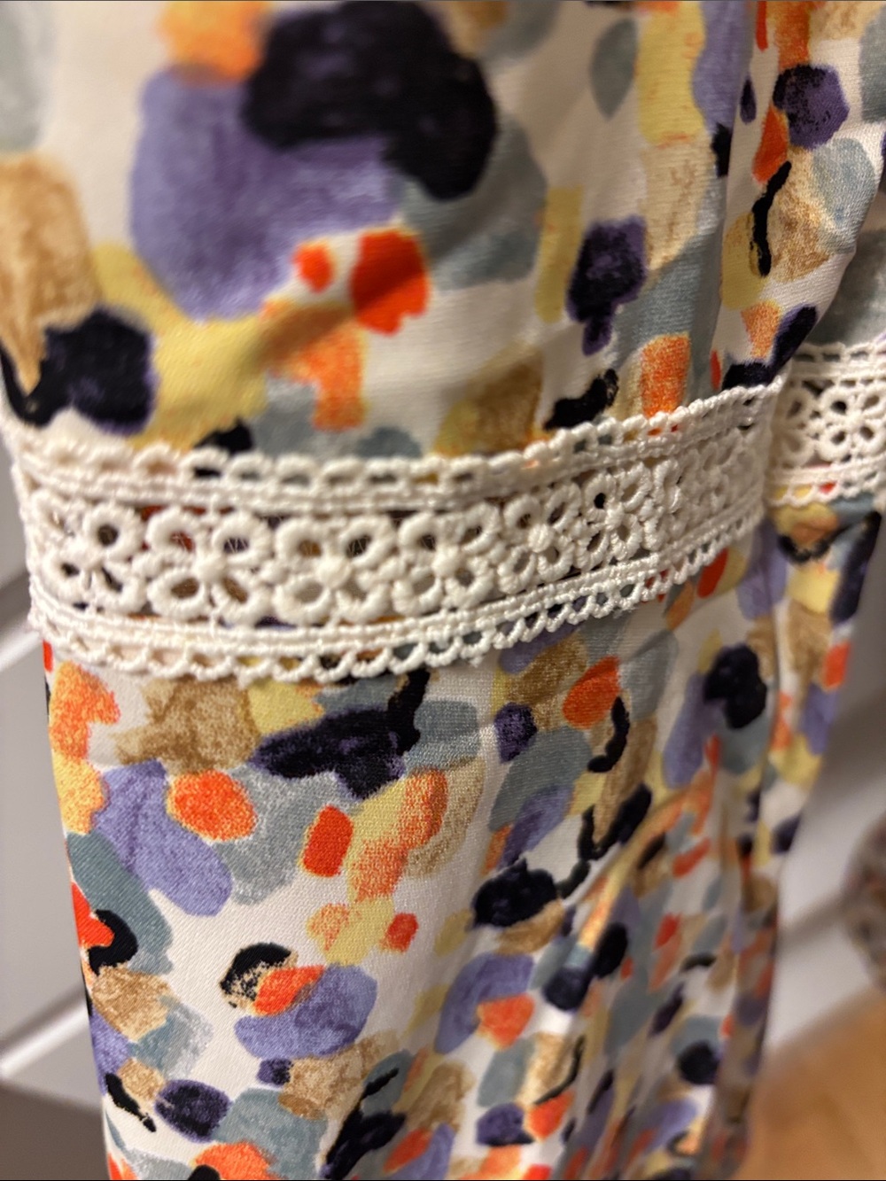 Kori Multicolor Floral Print Long Sleeve Dress with Lace Trim - Picture 6 of 7